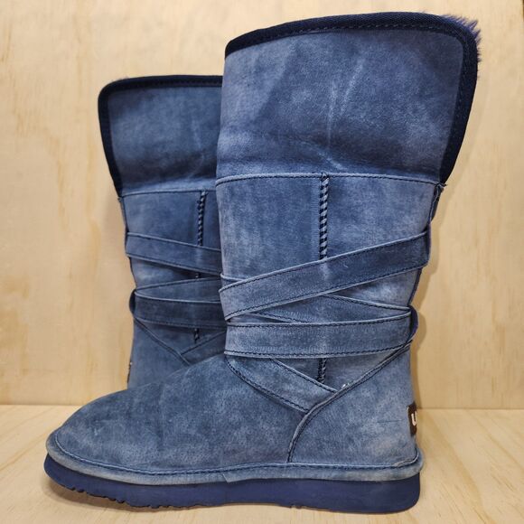 LAMO Blue Shearling Suede Faux Fur Warm Winter Boot Women 5 - Picture 11 of 13